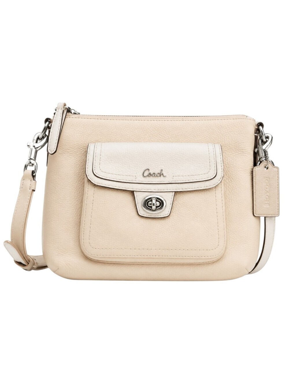 Coach Park Campbell Leather Crossbody Bag Beige Vintage